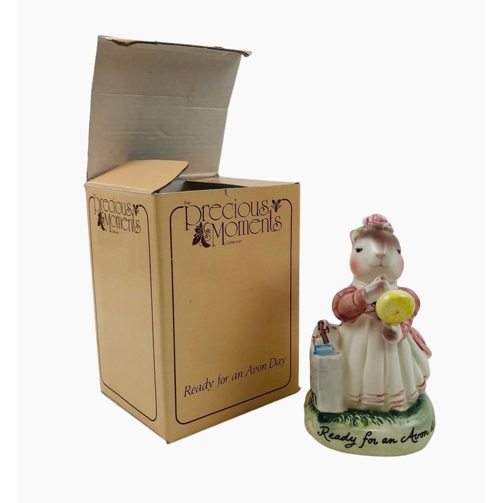 Avon Precious Moments Figurine Ready For An Avon Day Enesco Porcelain Japan